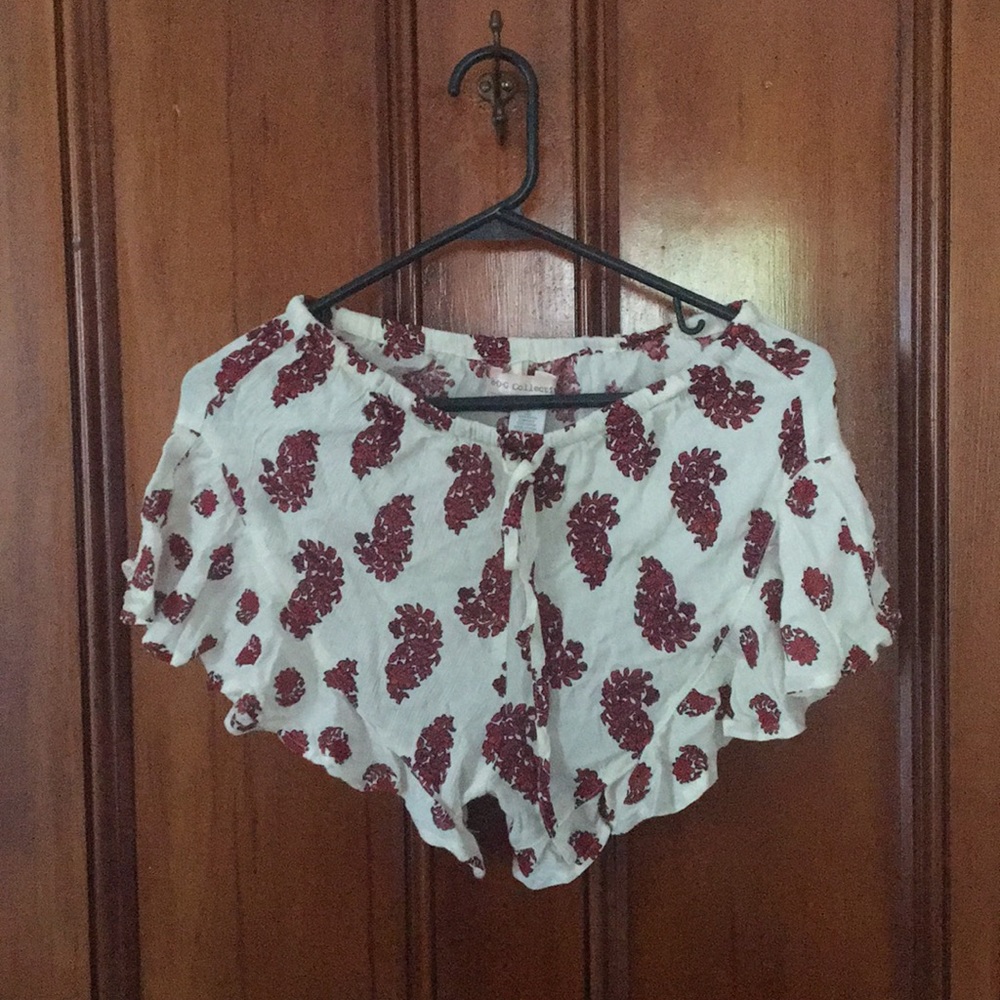 Float White and Red Floral Shorts